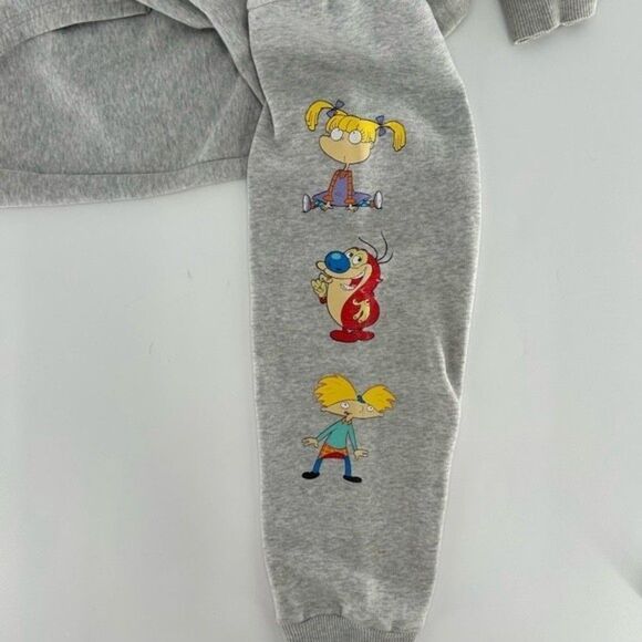 Nickelodeon 90's Cartoon Rugrats Ren and Stimpy Pullover Sweatshirt Gray Small - Picture 6 of 12